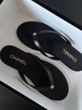 Chanel crystal CC leather thong sandals
